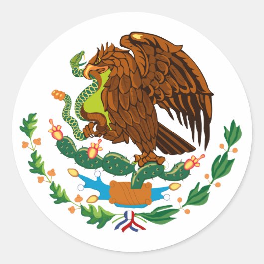 Sticker Rond Drapeau mexicain / Armoiries mexicaines (Devant)