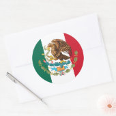 Sticker Rond Drapeau mexicain et armoiries, Drapeau du Mexique (Enveloppe)