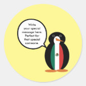 Sticker Rond Drapeau Mexicain Parlant Mme Penguin Plaques en pa (Devant)