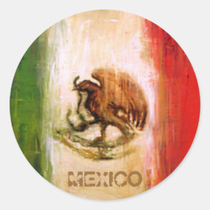 STICKER ROND DRAPEAU MEXICAIN - STYLE DU MEXIQUE