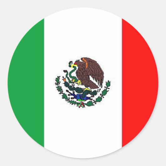 STICKER ROND DRAPEAU MEXIQUE - DRAPEAU NATIONAL MEXICAIN (Devant)