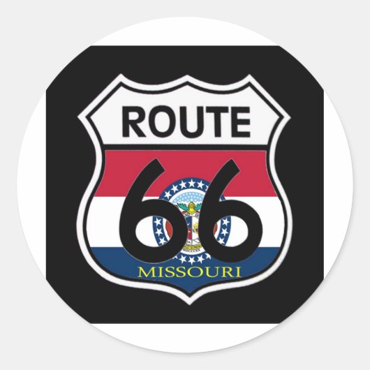Sticker Rond Drapeau Missouri Route 66 Bouclier (Devant)