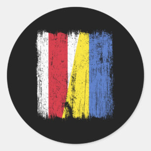Sticker Rond Drapeau moitié Biélorussie Ukraine Patrimoine biél