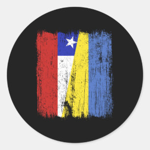 Sticker Rond Drapeau moitié Chili Ukraine Patrimoine chilien uk