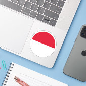 Sticker rond Drapeau Monaco (Ordinateur portable avec iPhone)