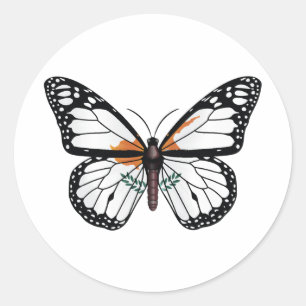 Sticker Rond drapeau monarchique du papillon de Chypre