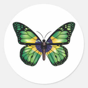 Sticker Rond Drapeau monarque du papillon brésilien