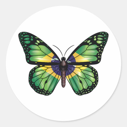 Sticker Rond Drapeau monarque du papillon brésilien (Devant)