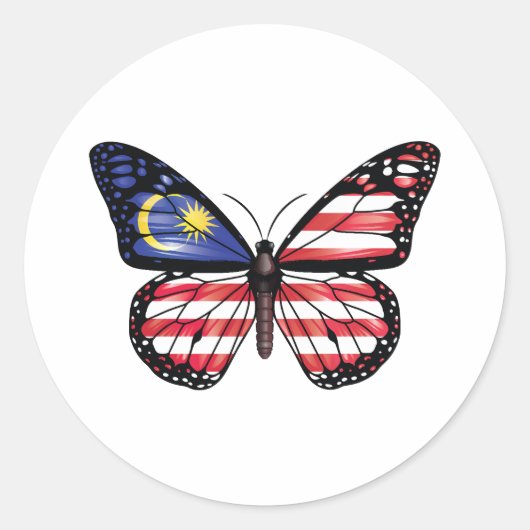 Sticker Rond Drapeau monarque papillon malaisien (Devant)