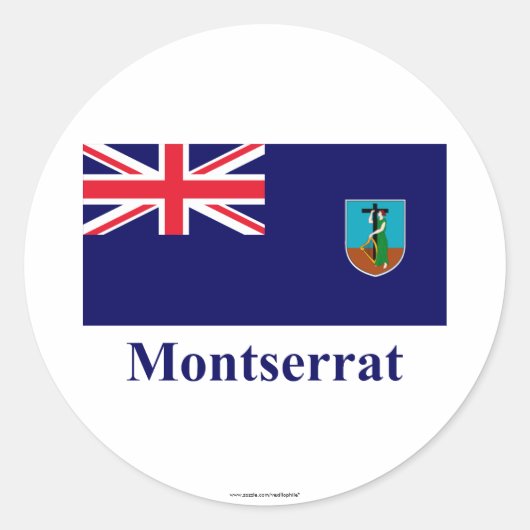 Sticker Rond Drapeau Montserrat avec nom (Devant)