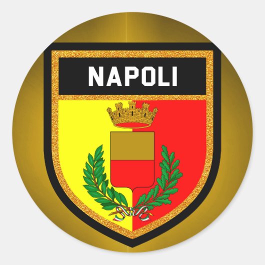 Sticker Rond Drapeau Napoli (Devant)