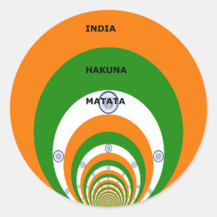 Sticker Rond Drapeau national indien design avec "Hakuna Mat