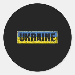 Sticker Rond Drapeau National Ukrainien Vintage Carte Ukraine P