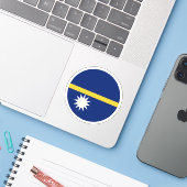 Sticker rond Drapeau Nauru (Ordinateur portable avec iPhone)