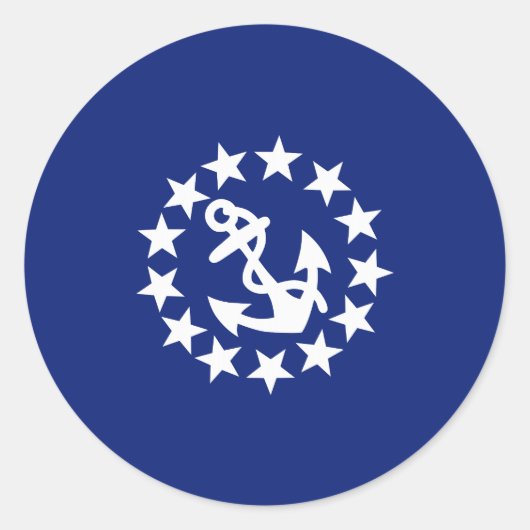 Sticker Rond Drapeau Nautique Américain Ancre Étoiles Bleu (Devant)