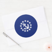Sticker Rond Drapeau Nautique Américain Ancre Étoiles Bleu (Enveloppe)