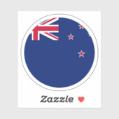 Sticker rond drapeau néo-zélandais (Feuille)