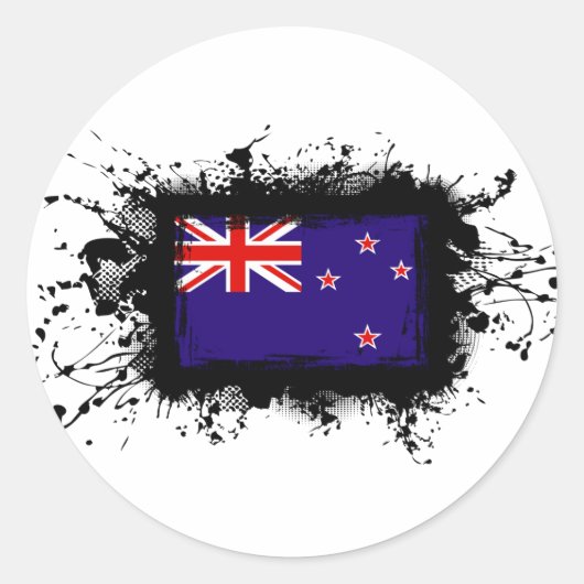 Sticker Rond Drapeau néo-zélandais (Devant)