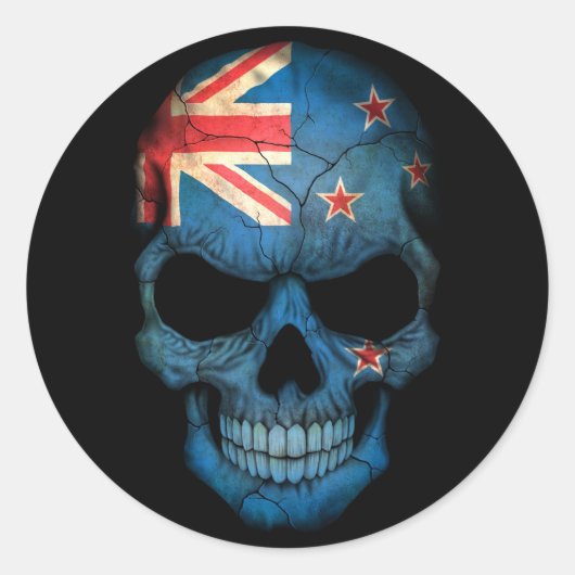 Sticker Rond Drapeau néo-zélandais en noir (Devant)