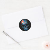 Sticker Rond Drapeau néo-zélandais en noir (Enveloppe)