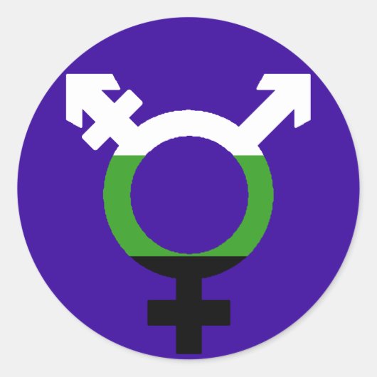 Sticker Rond Drapeau Neutrois Symbole Trans (Devant)