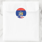 Sticker Rond Drapeau New York amusant avec Starts Stripes (Sac)