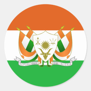 Sticker Rond Drapeau nigérien et armoiries, Drapeau du Niger