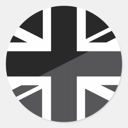 Sticker Rond Drapeau noir et gris d'Union Jack les Anglais (Devant)