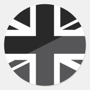 Sticker Rond Drapeau noir et gris d'Union Jack les Anglais
