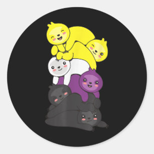Sticker Rond Drapeau non binaire Fierté LGBT non binaire Paress