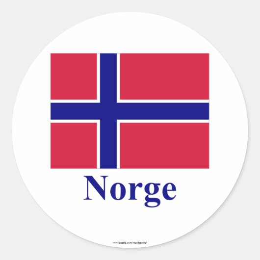 Sticker Rond Drapeau norvégien avec nom en norvégien (Devant)