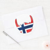 Sticker Rond Drapeau norvégien du casque viking (Enveloppe)