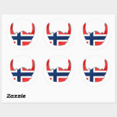 Sticker Rond Drapeau norvégien du casque viking (Feuille)