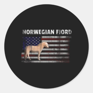 Sticker Rond Drapeau Norvégien Du Fjord Avec Nous