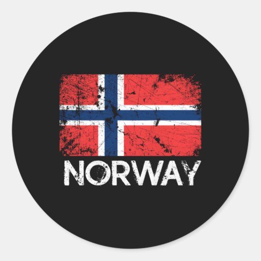 Sticker Rond Drapeau Norvégien Fabriqué En Norvège (Devant)