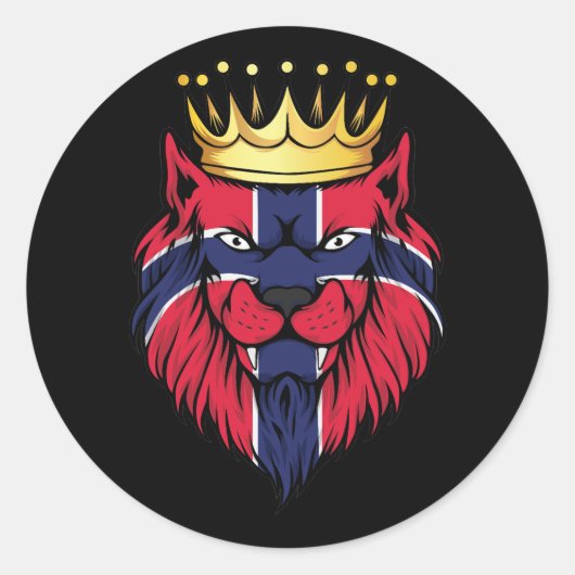 Sticker Rond Drapeau norvégien Lion King (Devant)