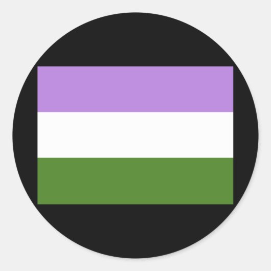 STICKER ROND DRAPEAU OFFICIEL GENDERQUEER FIDE (Devant)