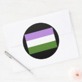 STICKER ROND DRAPEAU OFFICIEL GENDERQUEER FIDE (Enveloppe)