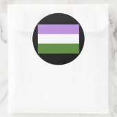 STICKER ROND DRAPEAU OFFICIEL GENDERQUEER FIDE (Sac)