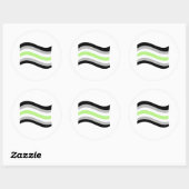 Sticker Rond Drapeau ondoyant de fierté agender (Feuille)