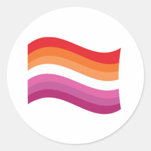 Sticker Rond Drapeau ondoyant de la fierté des lesbiennes au co
