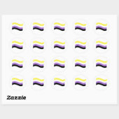 Sticker Rond Drapeau ondoyant non binaire (Feuille)