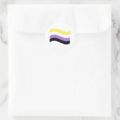Sticker Rond Drapeau ondoyant non binaire (Sac)