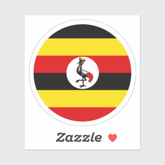 Sticker rond drapeau ougandais (Feuille)