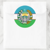 Sticker Rond Drapeau ouzbek & Emblème d'État, Drapeau ouzbek (Sac)