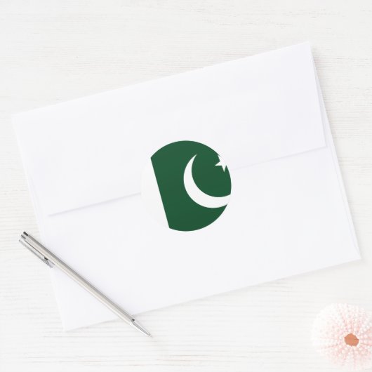 Sticker Rond Drapeau pakistanais (Enveloppe)
