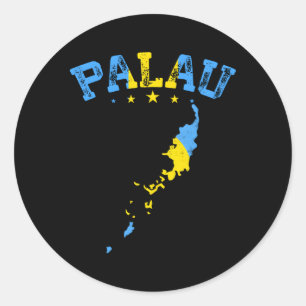 Sticker Rond Drapeau Palaos en détresse Patriotique