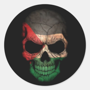 Sticker Rond Drapeau palestinien sur noir