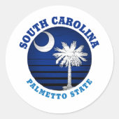 STICKER ROND DRAPEAU PALMETTO DE CAROLINE DU SUD (Devant)
