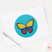Sticker Rond Drapeau papillon colombien (Enveloppe)